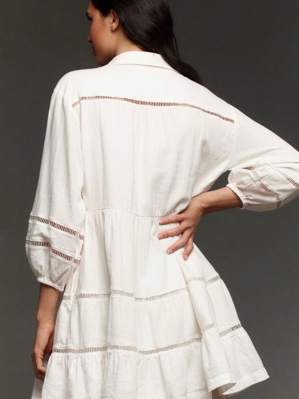 Maeve Bettina Tiered Mini Shirt Dress: Linen Edition Large - Picture 2 of 9
